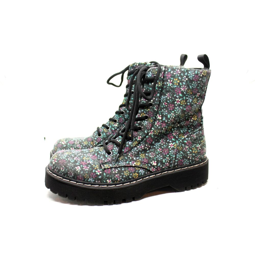 Sincerely Jules 'Harley' Floral Canvas Combat Boots sz 9M